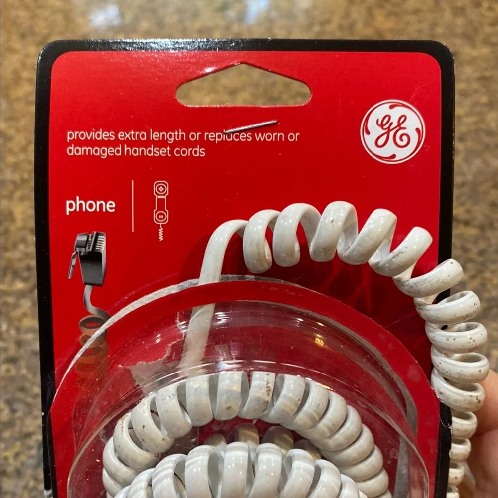 Vintage GE brand White Coil Cord 15 ft. Never used, still in original package.